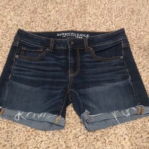 American Eagle Outfitters Blue Jean Shorts with Cuffed Hems